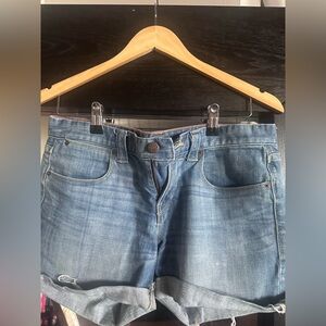 J. Crew Blue Jean Shorts with Distressed Hem